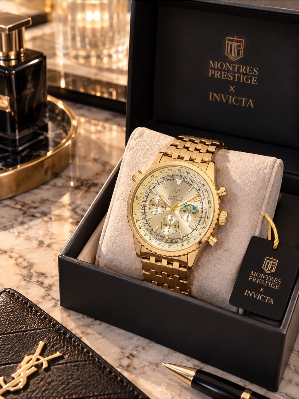 Montres Prestige x Invicta MPW-0312 Gold Men’s Watch 43.5mm NWT